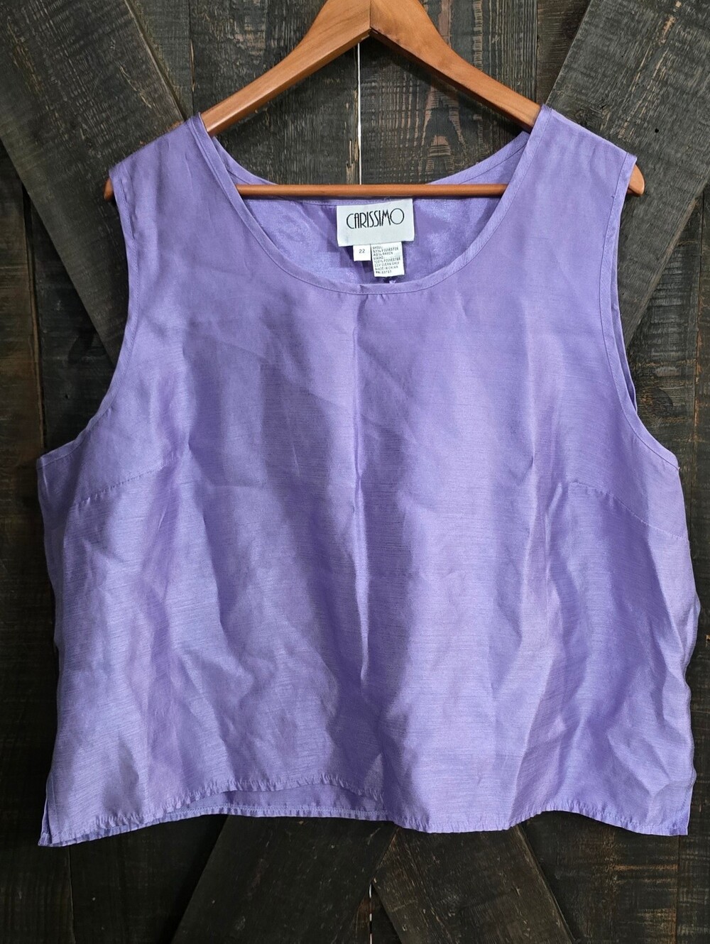 Vntg Carissmo Lavender Sleeveless Women’s Crop Top Sz 22 (2X)